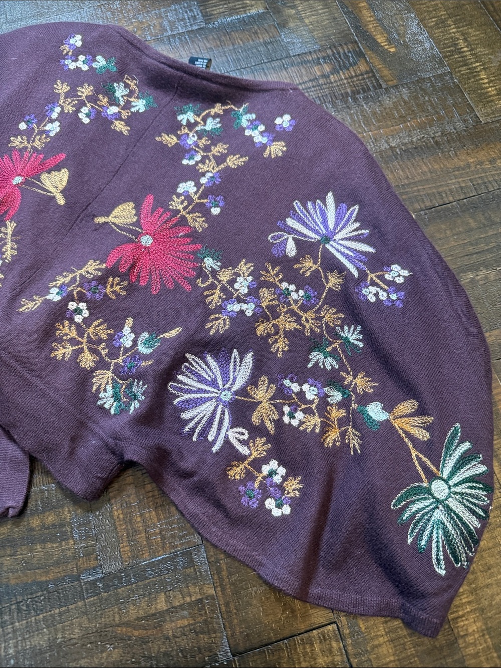 Arden B Y2K Silk Cashmere Beaded Embroidered Tie Front Shrug XS - Picture 9 of 11